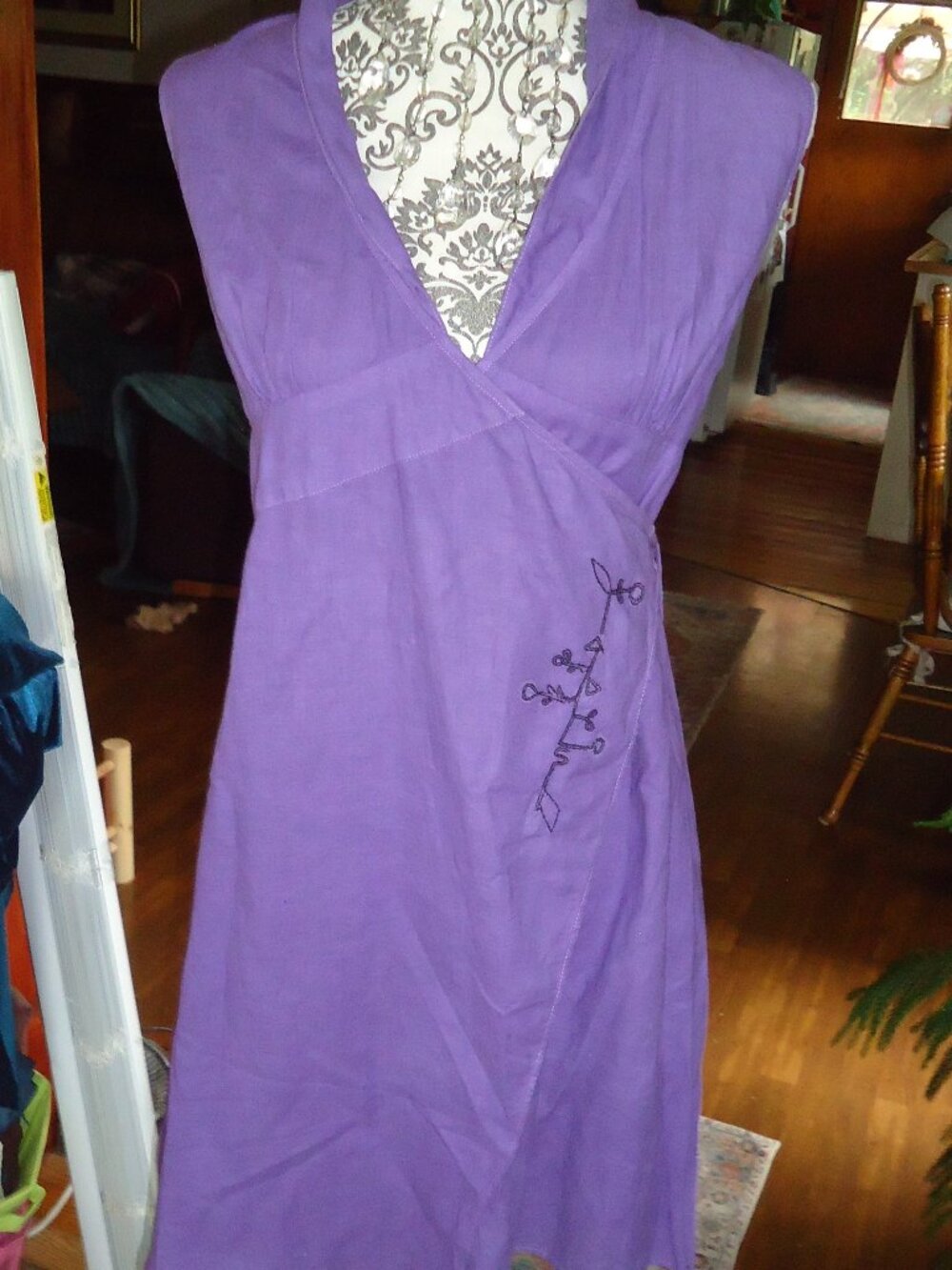 Purple Linen blend Wrap Sun dress-Mais Il Est Ou Le Soleil? brand
